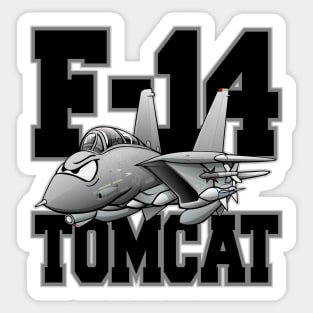 F-14 Tomcat Military Fighter Jet Aircraft Cartoon Illustration Sticker